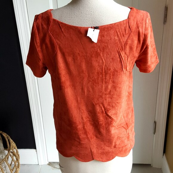 NEW! ANTHRO'S SUGAR LIPS Faux SUEDE TOP BLOUSE - Picture 3 of 4